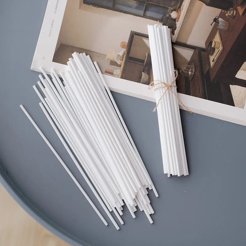 50PCS Dia 3/4/5MM Home Fragrance Premium White Polyester Fiber Sticks, Essential oil Rattan Diffuser Sticks for Air Freshener